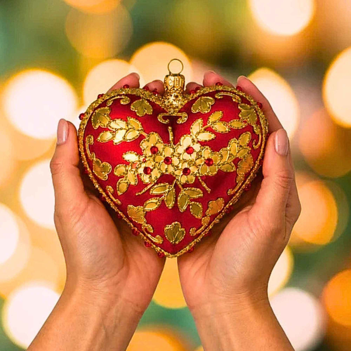 Miss Christmas Luxe Red & Gold Heart - - SBKGifts.com