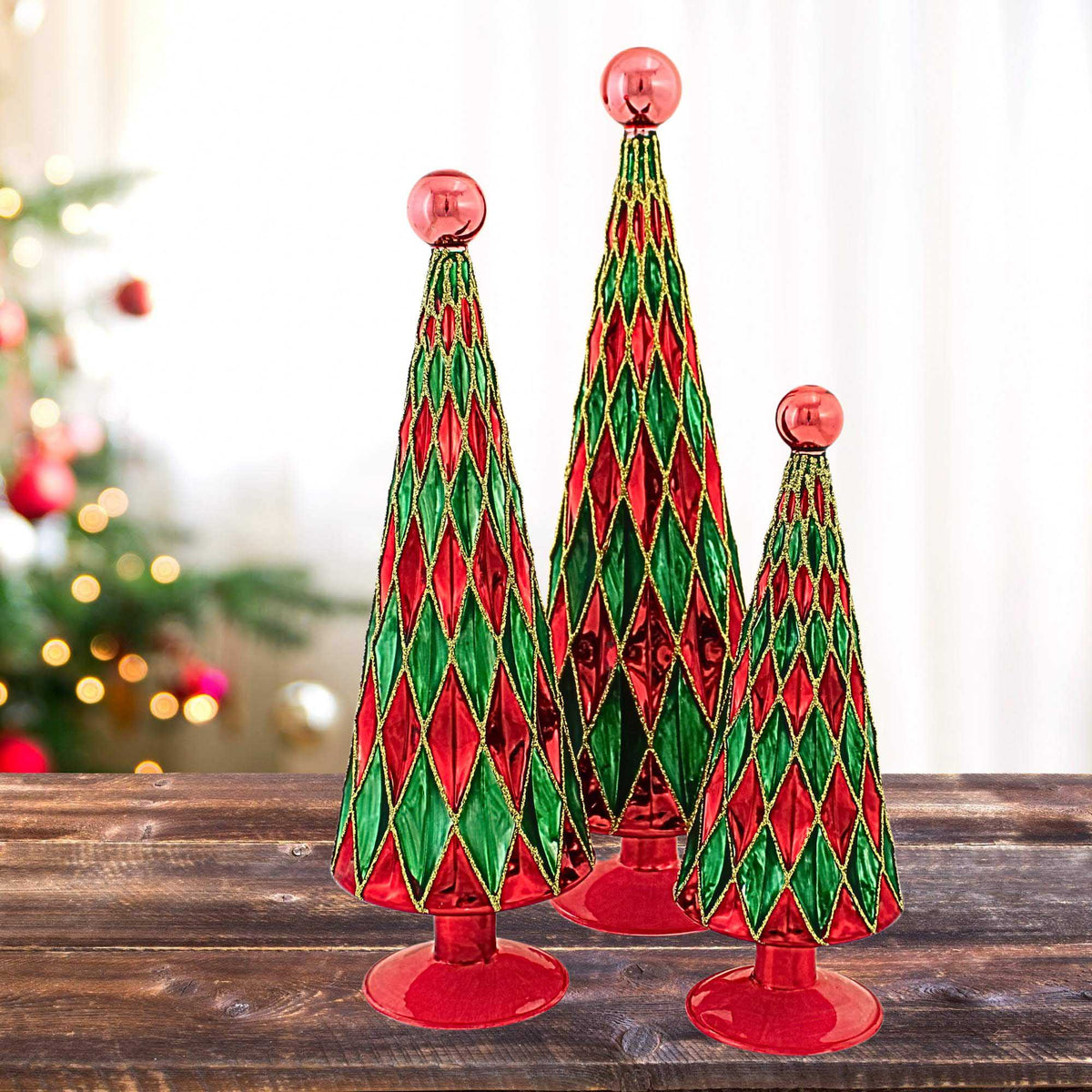 Cody Foster Mid Century Diamond Trees Scarlet Cedar - - SBKGifts.com