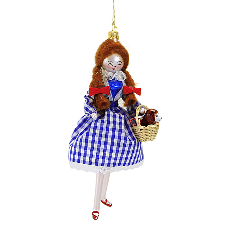 De Carlini Dorothy W/Red Glitter Shoes Glass Ornament Wizard Toto Oz Ba1715m