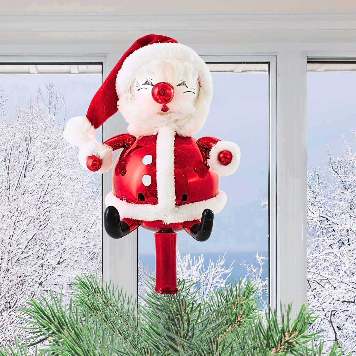 De Carlini Italian Ornaments Santa Tree Topper - - SBKGifts.com