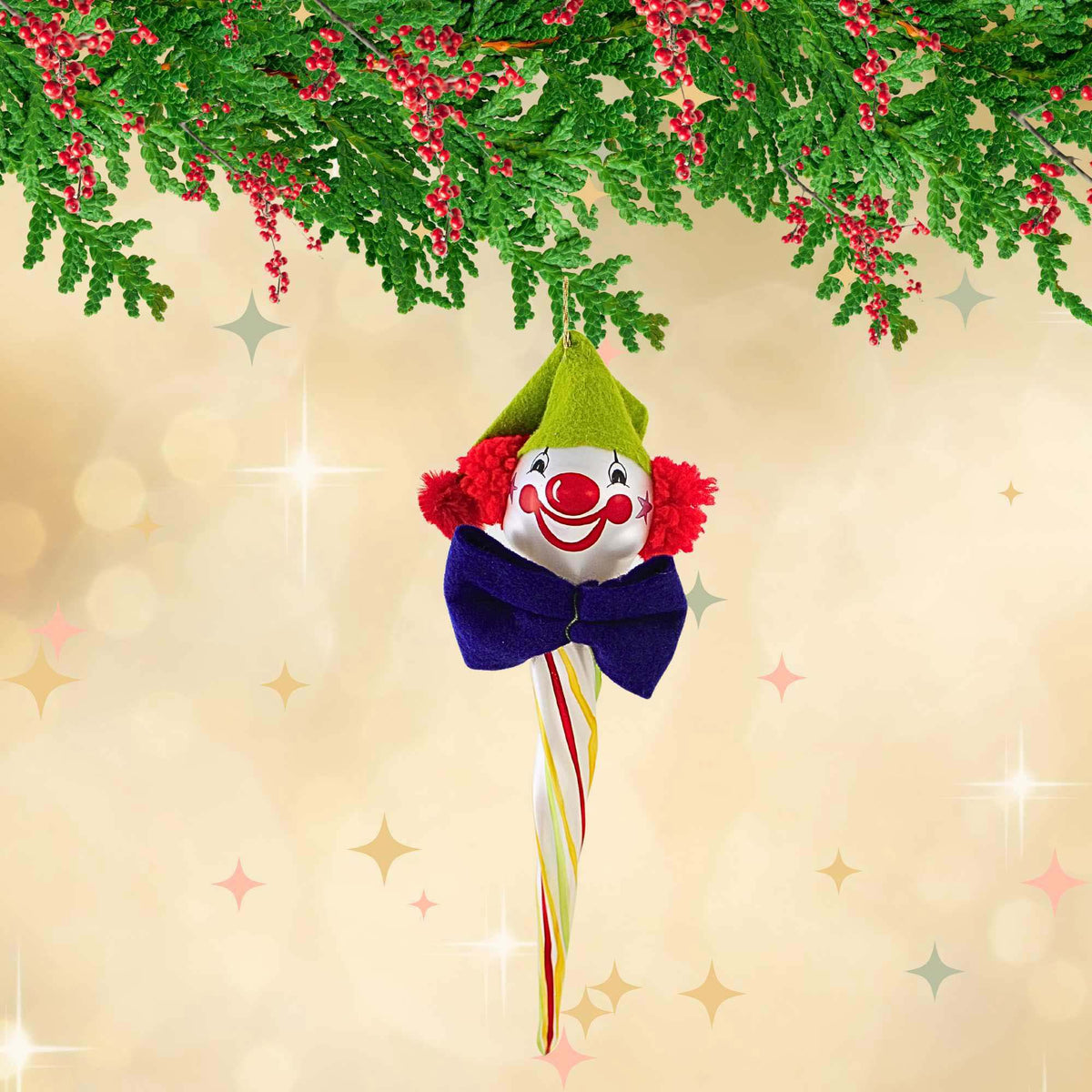 De Carlini Italian Ornaments Icicle Clown Face - - SBKGifts.com