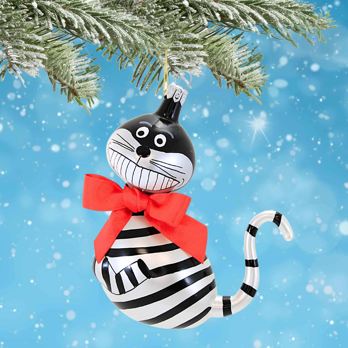 De Carlini Italian Ornaments Cheshire Cat With Ribbon - - SBKGifts.com