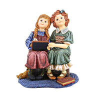 (7765) Boyds Bears Resin Amelia & Colleen...Playing School, 4.25 Inch, Dollstone 3590