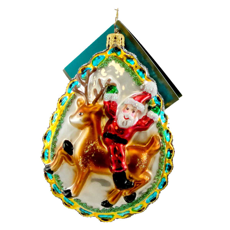 Christopher Radko Company Ride On Rudolf - 1 Glass Ornament 4.00 Inch, Glass - Ornament Christmas Santa 1013452 (785)