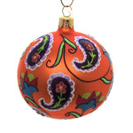 Holiday Ornament Paisley Ball Blown Glass Ornament Ball Mod Floral V25064ac (7886)