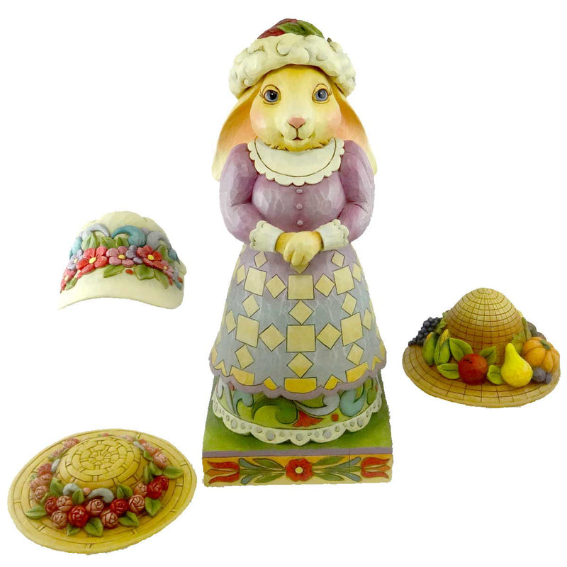 Jim Shore Lady Bunny W/Hats - - SBKGifts.com