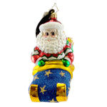 Christopher Radko Alpine Sleigh-A-Way Blown Glass Ornament Christmas Santa (8259)