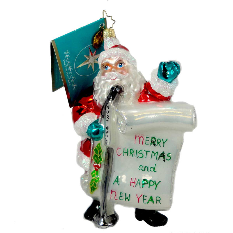 Christopher Radko Now Hear This! Blown Glass Ornament Christmas Santa (830)