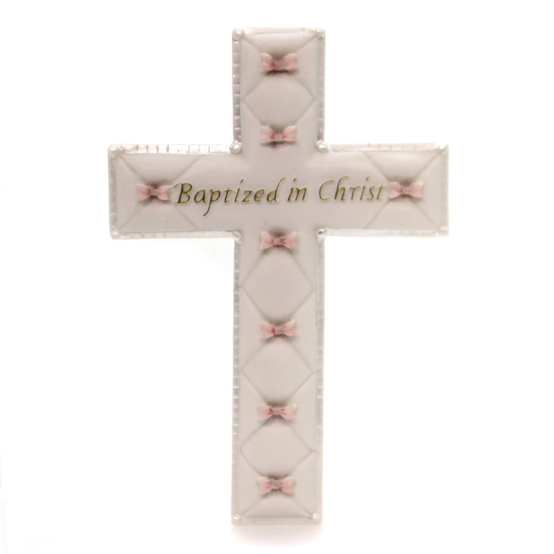 Religious Baptized In Christ Wall Cross Polyresin Girl Church Bows Water 42829 (8455)