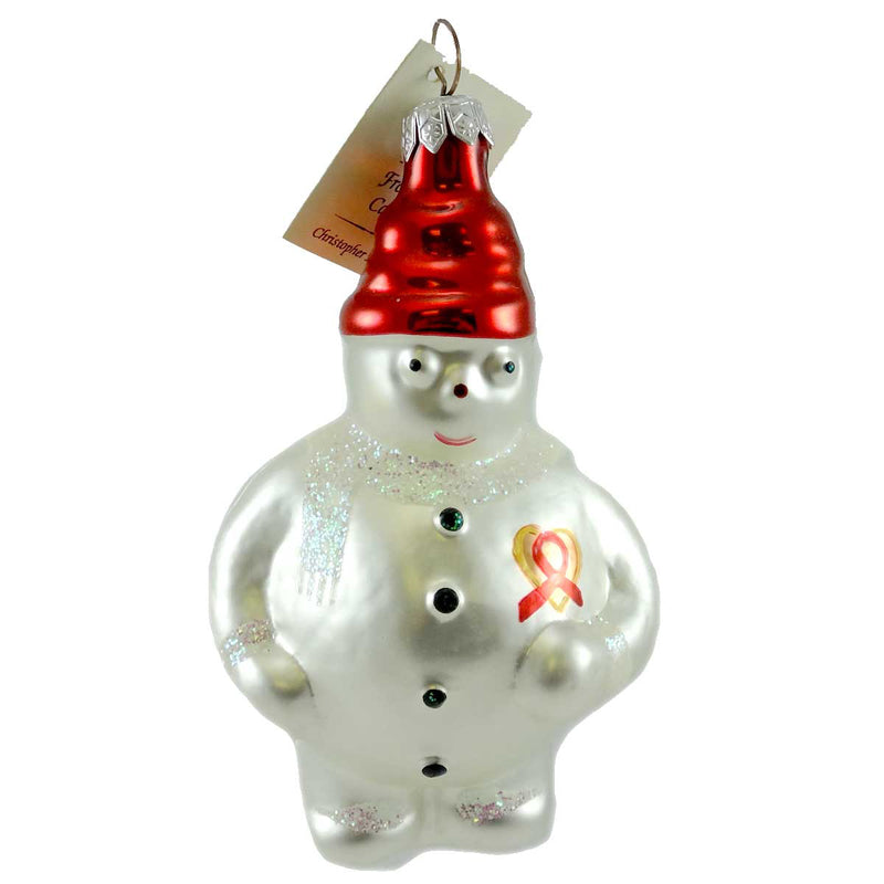 Christopher Radko Frosty Cares Glass Ornament Aids Awareness Snowman (8884)