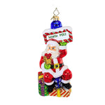 Christopher Radko Polar Present Pole Blown Glass Ornament Christmas Santa (9015)