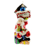 Christopher Radko Polar Present Pole Blown Glass Ornament Christmas Santa (9015)