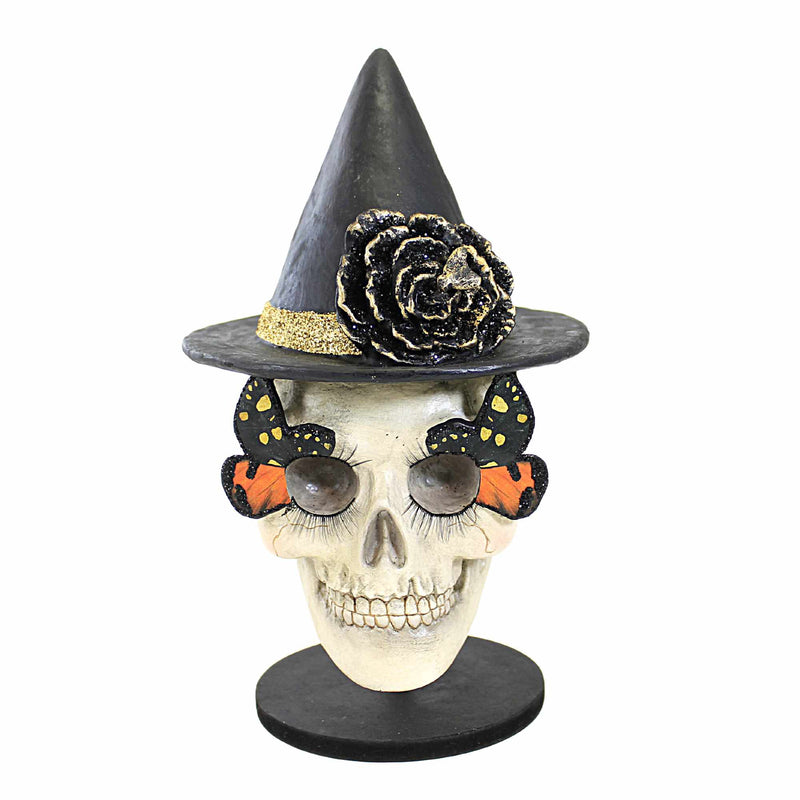 Bethany Lowe Moth Skull - One Figurine 11.5 Inch, Polyresin - Halloween Butterfly Witches Hat Td2227 (Bettd2227)