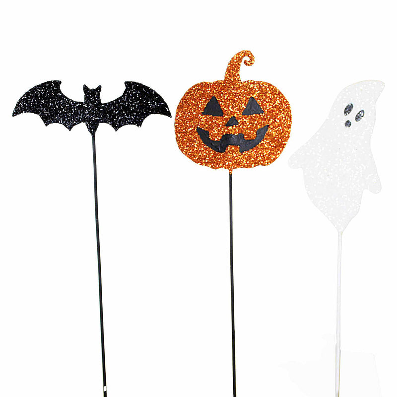 Bethany Lowe Pumpkin Ghost Bat Floral Picks - - SBKGifts.com