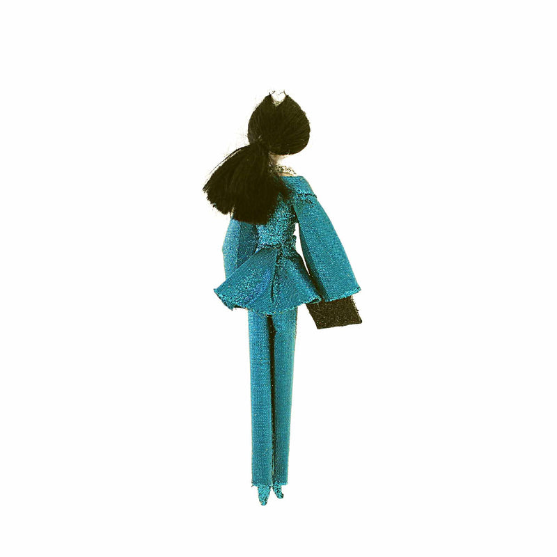 De Carlini Italian Ornaments Joelle In Metallic Glitter Blue Suit - - SBKGifts.com