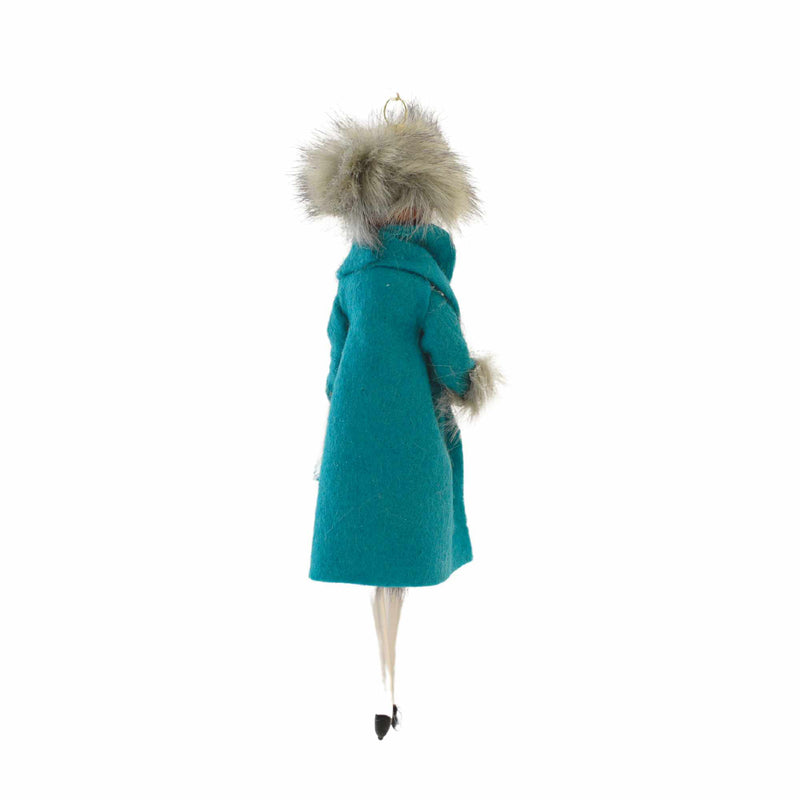De Carlini Italian Ornaments Kate Helen In Blue Coat With Fur Trim - - SBKGifts.com
