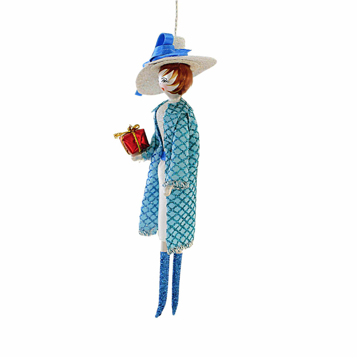 De Carlini Italian Ornaments Beatrix In Turquoise Coat - - SBKGifts.com