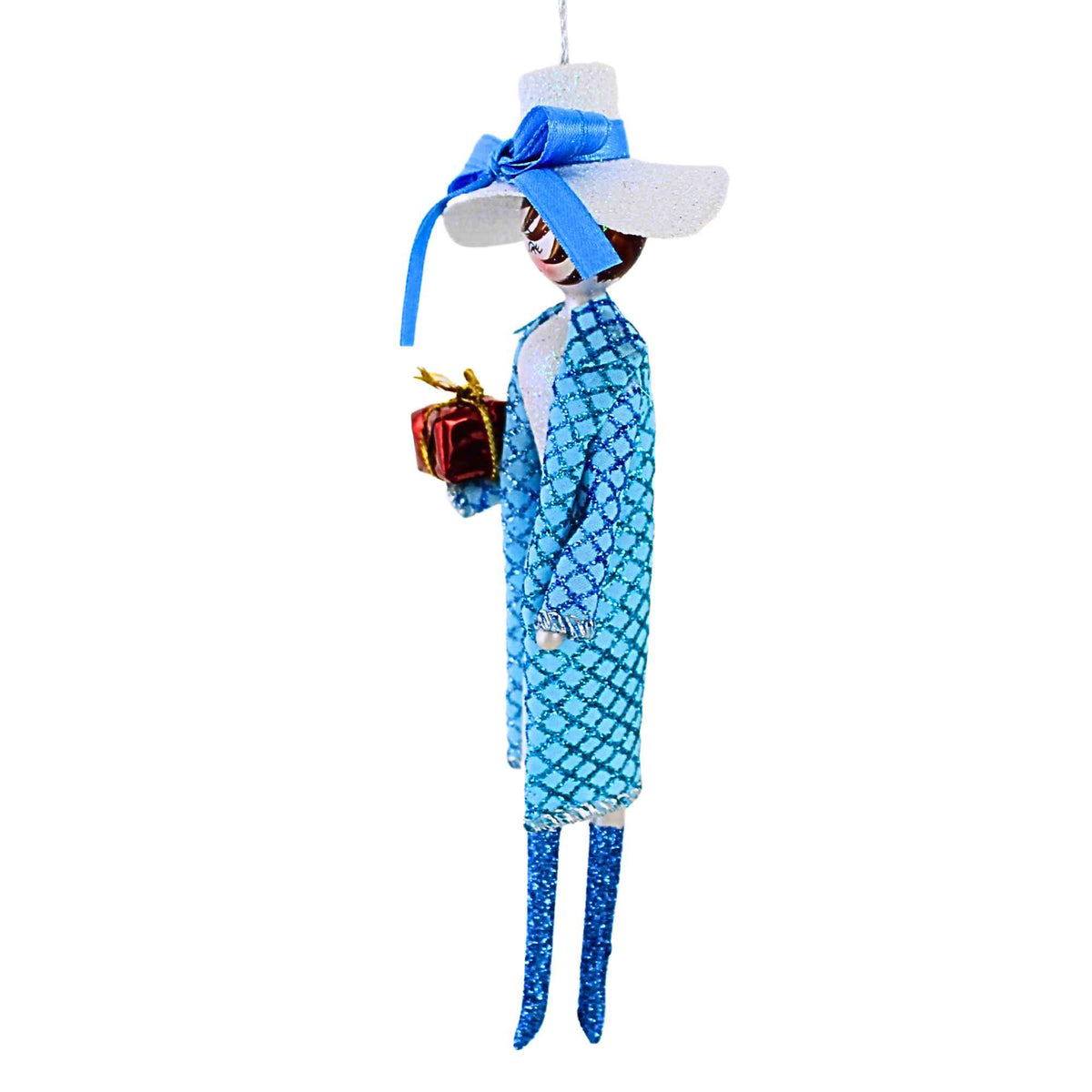 De Carlini Italian Ornaments Beatrix In Turquoise Coat - - SBKGifts.com