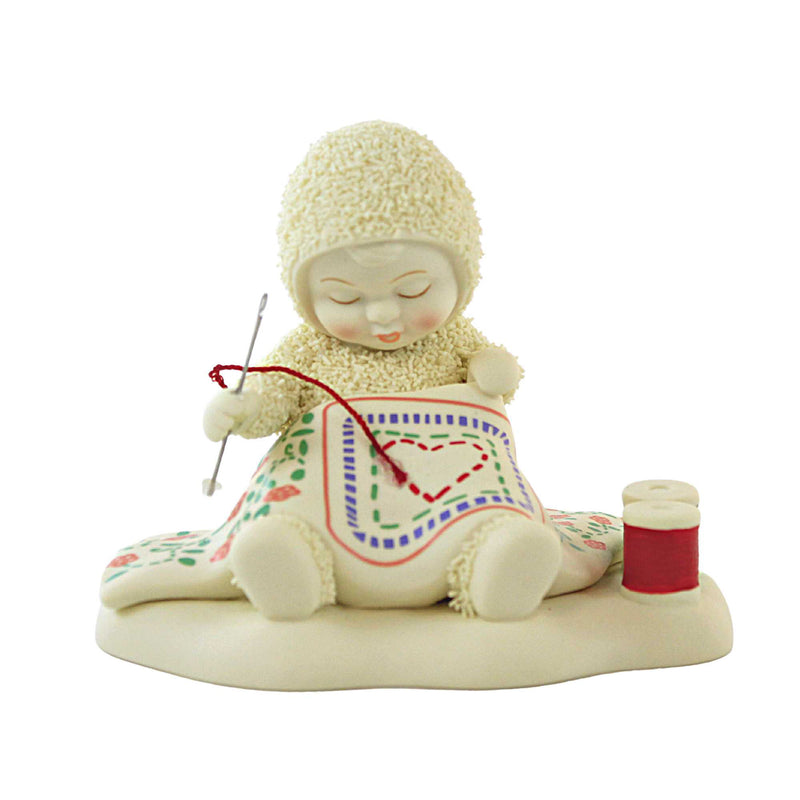 Snowbabies Embroidered In Love - One Figurine 3.75 Inch, Porcelain - Department 56 Thread Quilt 6012326 (Ene6012326)
