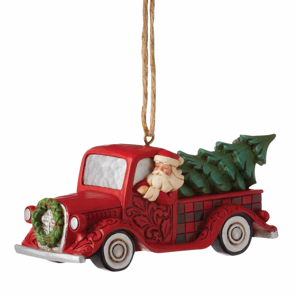 (Ene6012872) Santa In Plaid Red Truck