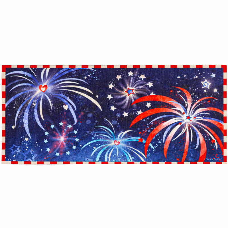 Evergreen Independence Day Fireworks Sassafras Switch Mat - One Mat Inch, Rubber - July Fourth Red White Blue 432119 (Eve432119)
