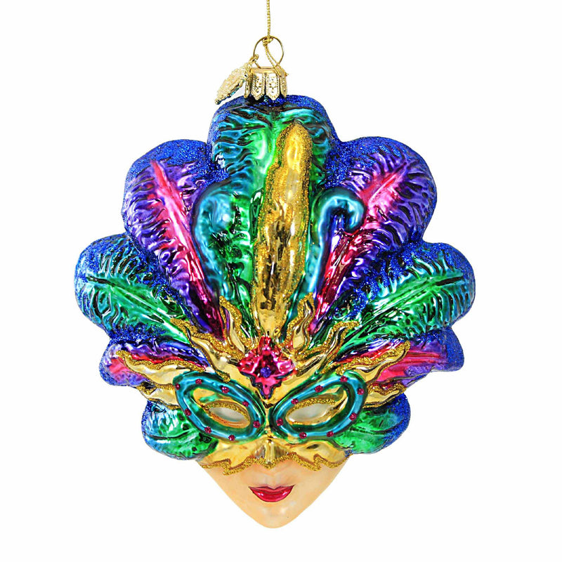 Huras Family Carnival Mask - One Ornament 5.0 Inch, Glass - Christmas Mardi Gras Ornament Hf503 (Hur503)