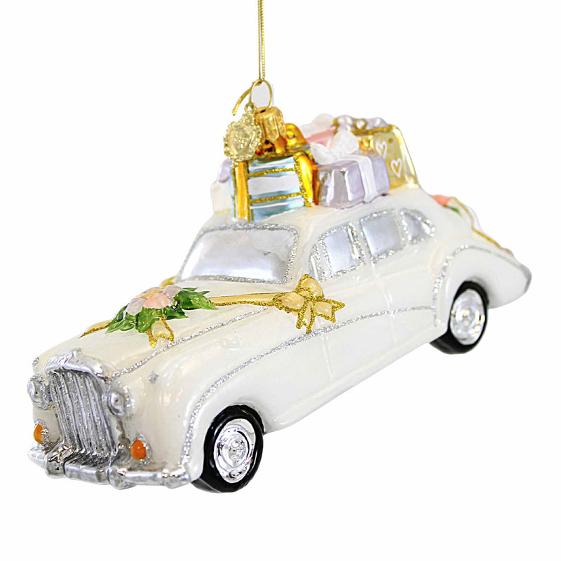Huras Family Wedding Limo Dated 2023 - 1 Glass Ornament 3.25 Inch, Glass - Ornament  Car Automobile Marriage Bride Hf791