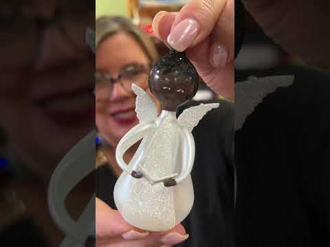 De Carlini Italian Ornaments Angel In White With Book Dark Skin - - SBKGifts.com