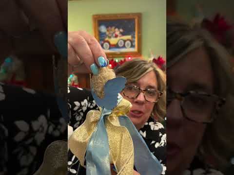 De Carlini Italian Ornaments Aurora In Blue With Harp - - SBKGifts.com