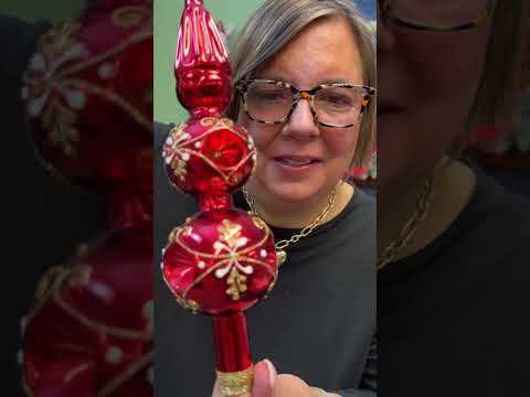 Golden Bell Collection Shiny Red Finial W/Gold Design - - SBKGifts.com