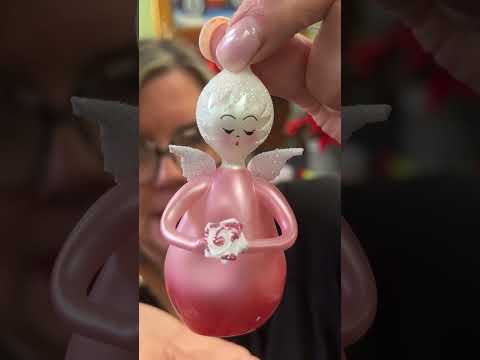 De Carlini Italian Ornaments Pink Ombre Angel With Flower - - SBKGifts.com