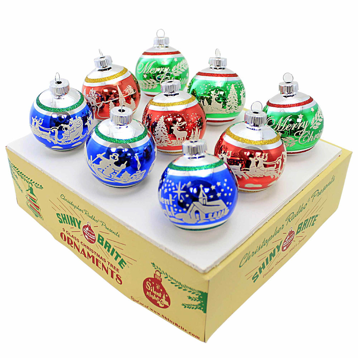 Christopher Radko Decorated Flocked Rounds - - SBKGifts.com