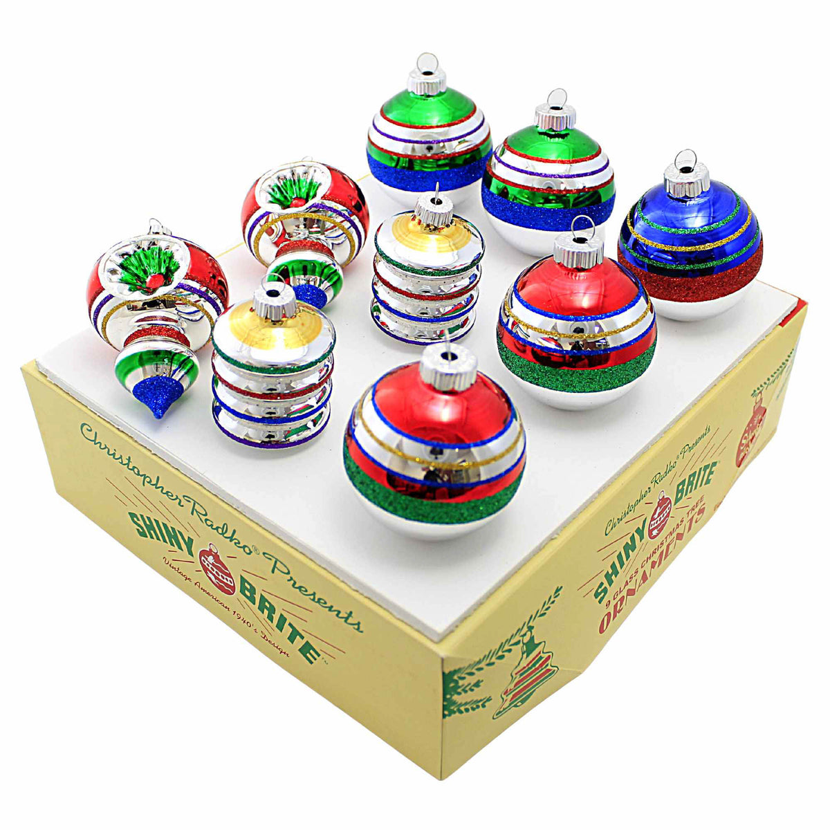 Christopher Radko Striped Rounds And Cylinders - - SBKGifts.com