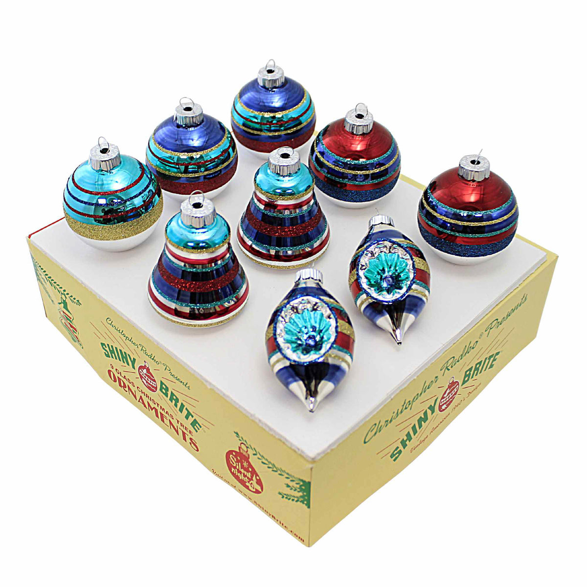 Christopher Radko Glitttered Shapes And Rounds - - SBKGifts.com