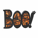 Roman Boo Sign With Bats And Ghosts - One Lit Led Figurine 4.75 Inch, Plastic - Led Glitter Laser Cut Out 135017 (Rom135017)