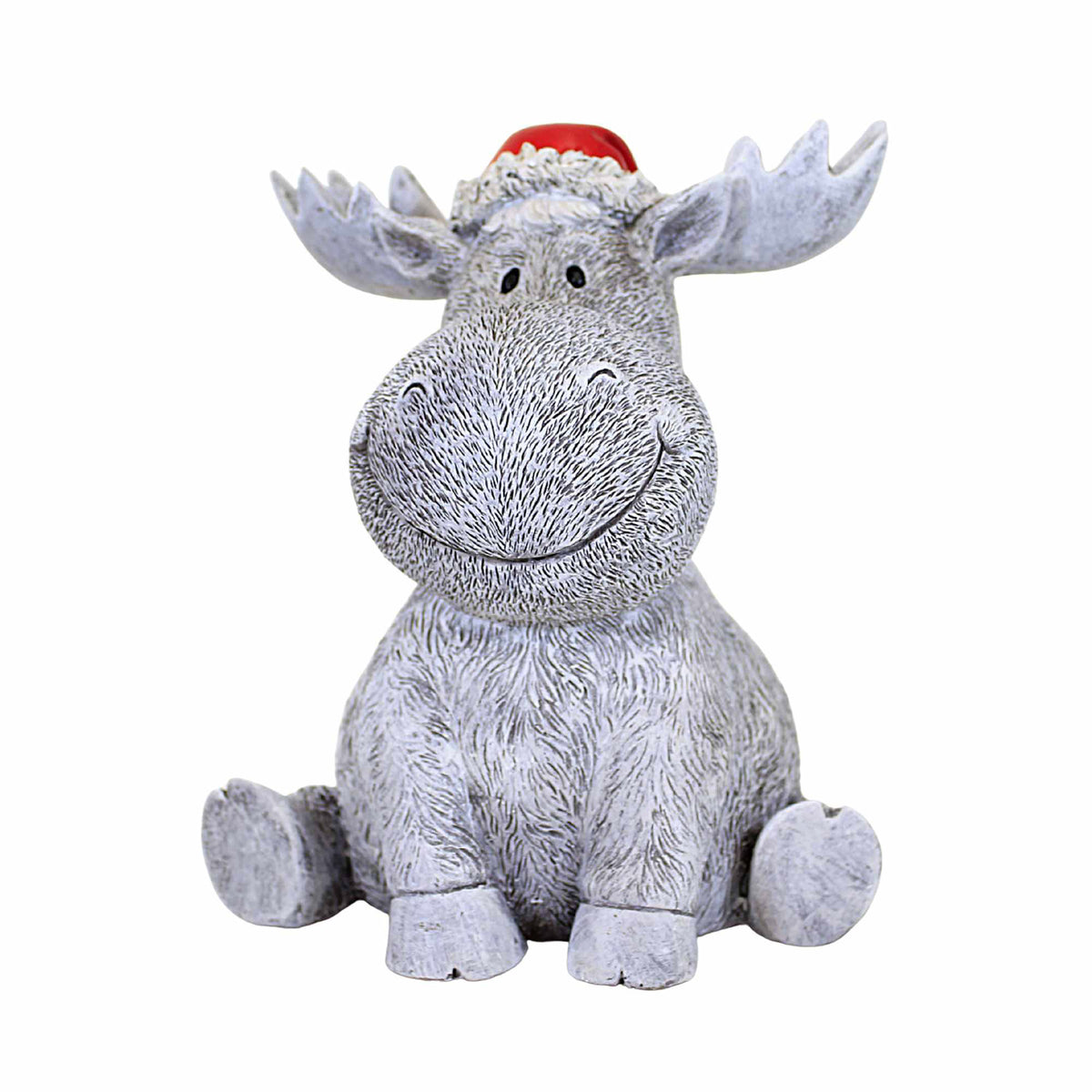 (Rom136593) Moose Pudgy Pal W/Santa Hat Statue