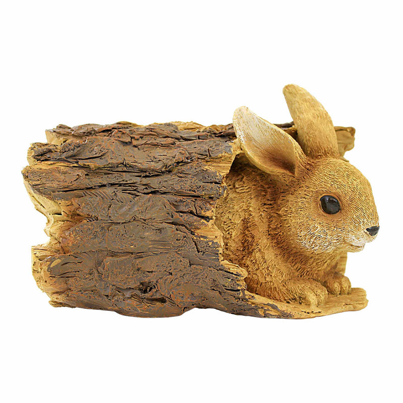 Roman Bunny In Tree Log - One Figurine 6.5 Inch, Polyresin - Brown Rabbit Tree Bark 14375 (Rom14375)