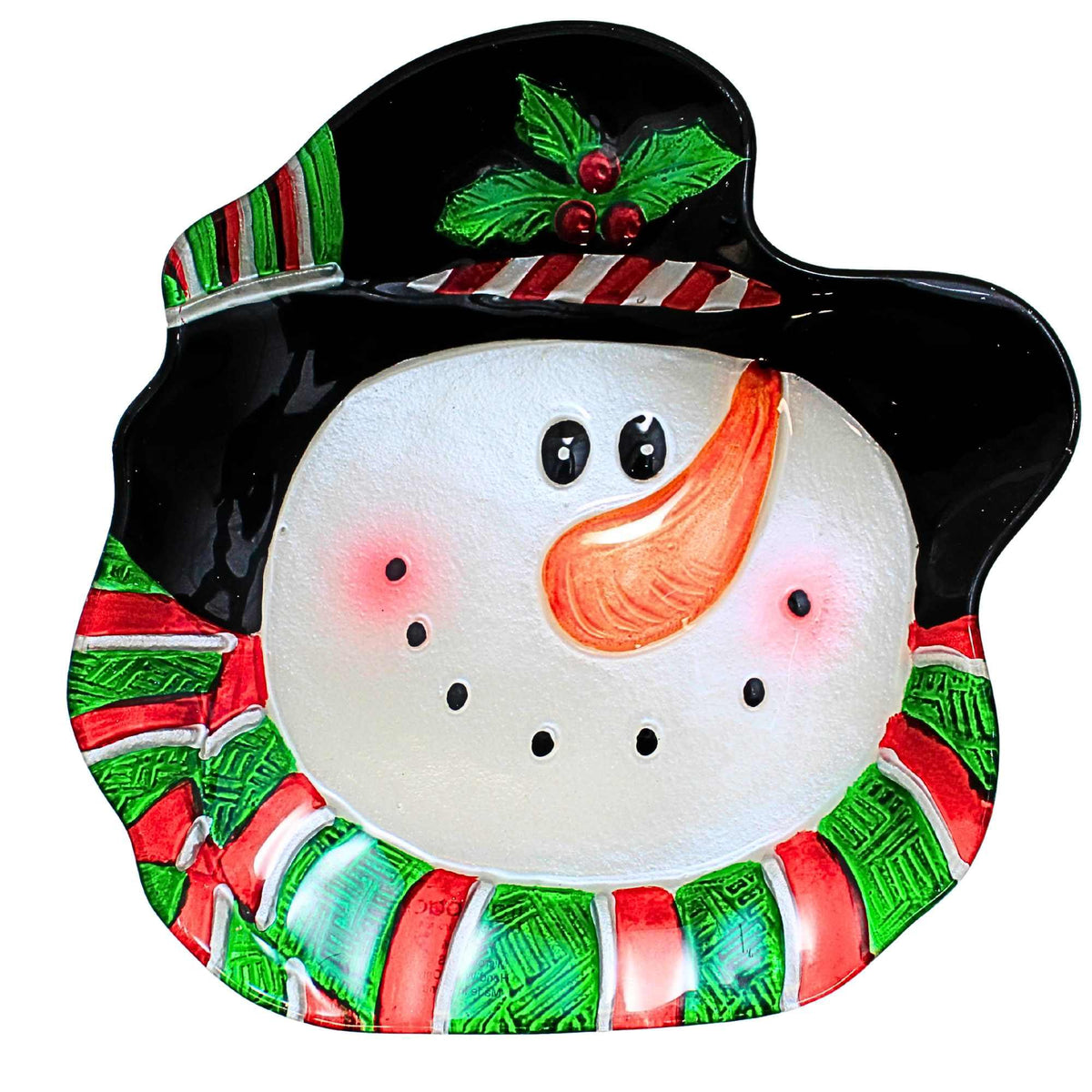 Sec66390 Glass Snowman Platter SECTC03522 Seconds