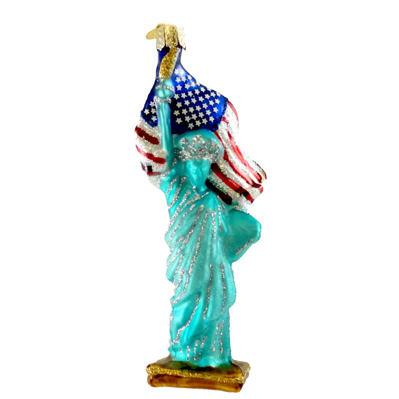 Old World Christmas Statue Of Liberty Ornament Glass Patriotic Nyc Flag 10181 (11159)