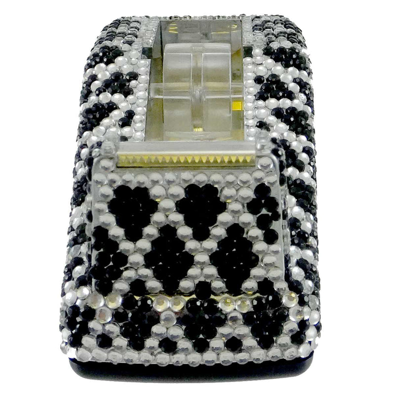 Desktop BLACK DIAMOND TAPE DISPENSER Mixed Media Bling Clear Black Crystals 1165