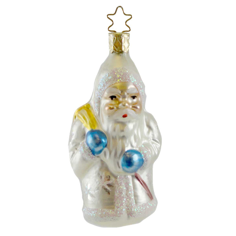 Old World Christmas White Santa Blown Glass Ornament Star140 (12598)