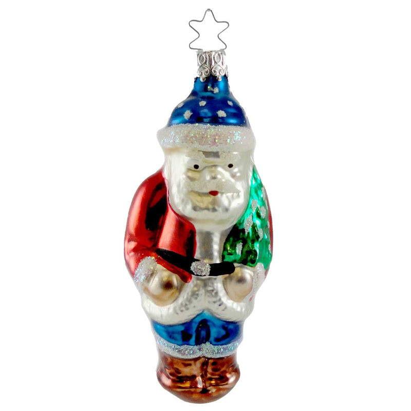 Old World Christmas Santa W/Tree Blown Glass Ornament Star145 (12601)