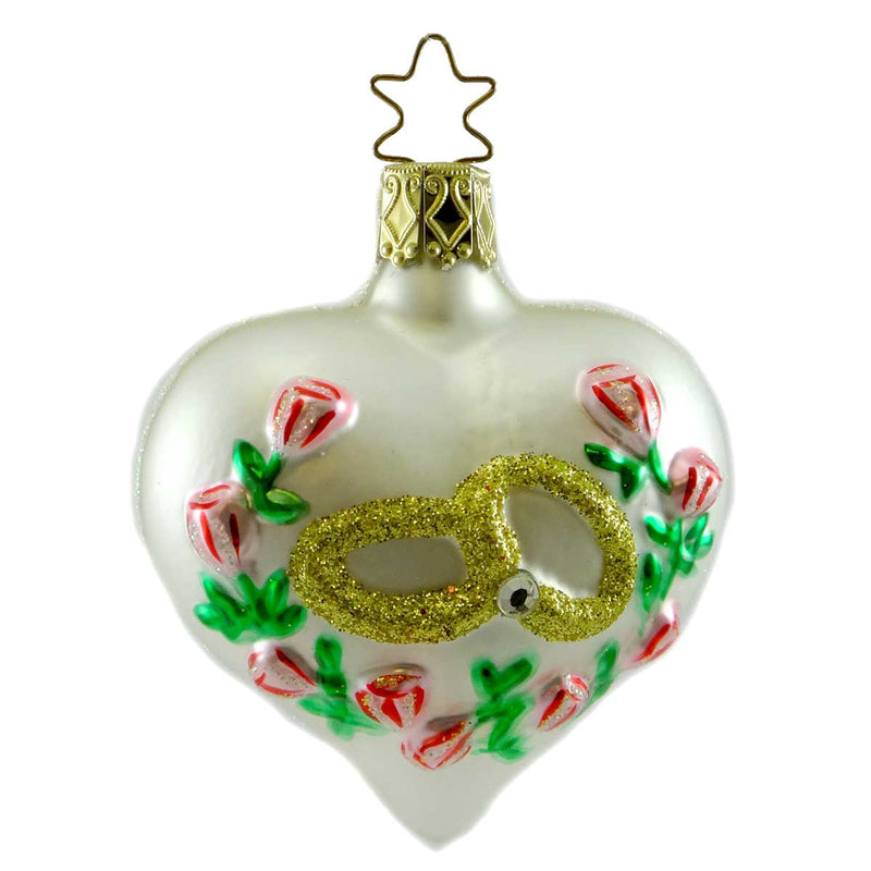 Inge Glas The Promise Blown Glass Ornament Marriage Wedding Heart 107007 (12834)
