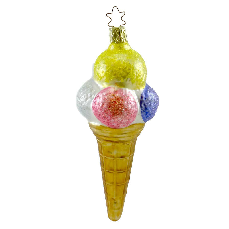 Inge Glas Quadruple Scoop Blown Glass Ornament Ice Cream Birthday 229706 (12839)