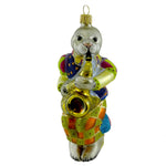 Holiday Ornament Rabbit Musician Saxophonist Glass Orn Abigail Music V26248ac (13578)