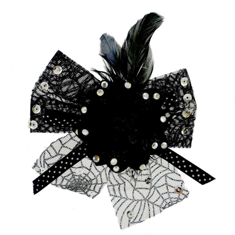 Halloween Ribbon Feather Bracelet Flower Fabric Black Rose Netting 20111462 (14247)