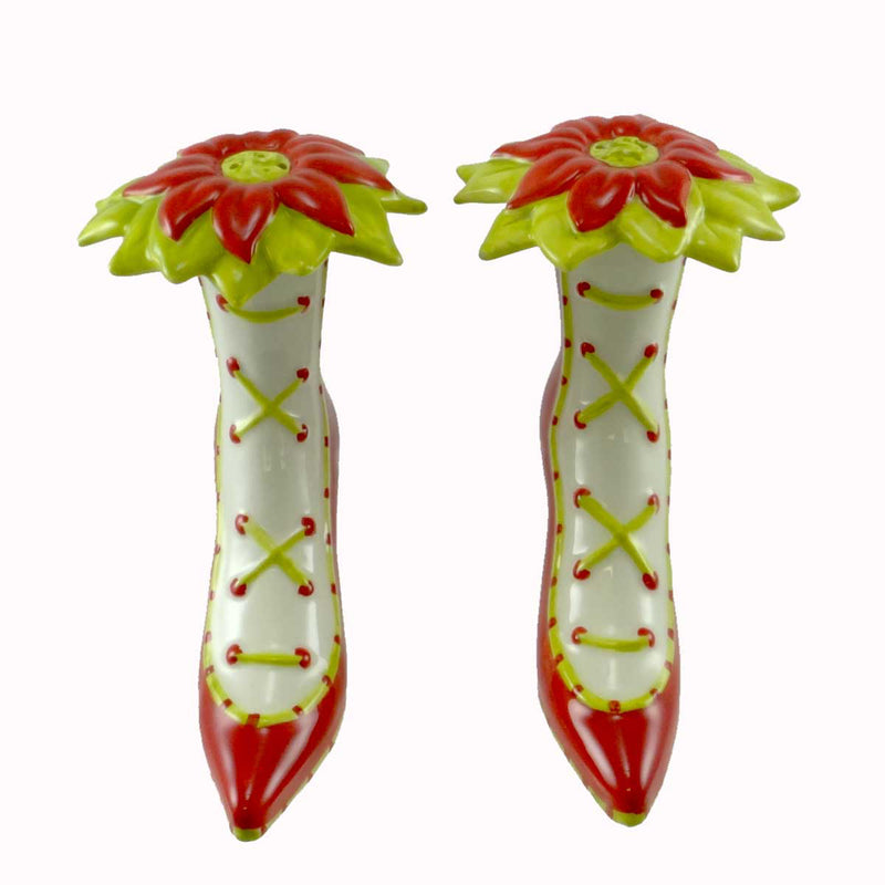 Christmas High Heel Salt & Pepper Set Of Ceramic Patience Brewster 830261 (14284)