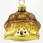 Holiday Ornaments Yellow/Brown Turtle Glass Poland Mouth Blown Glass (16696)