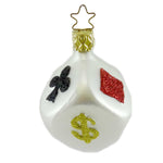 Inge Glas Lucky Dice Blown Glass Ornament Gamble Hearts Clubs 102206 (19131)