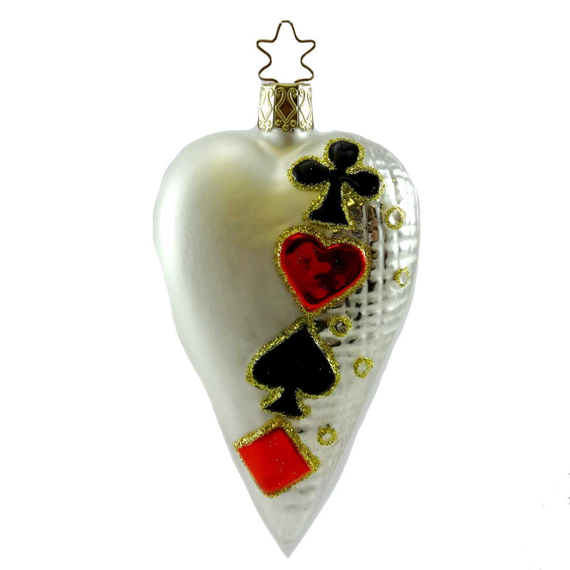 Inge Glas I Love Cards Blown Glass Ornament Spade Diamonds Club 114006 (19190)